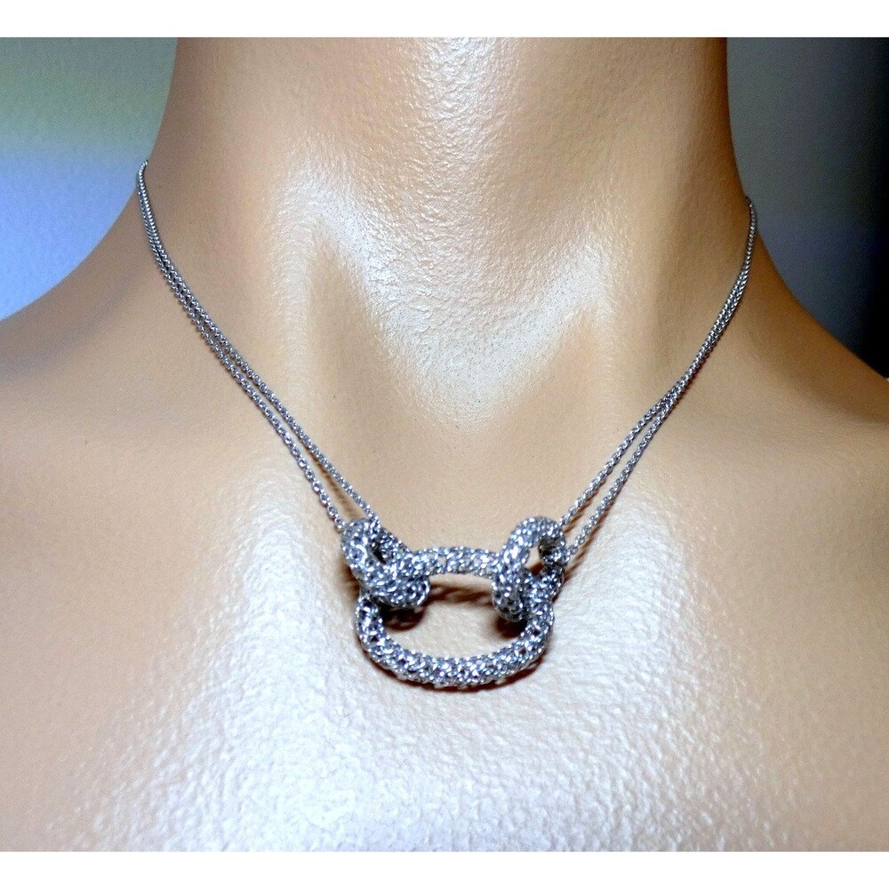 925 Sterling Silver Mesh Chain Modern Necklace OOAK  16"